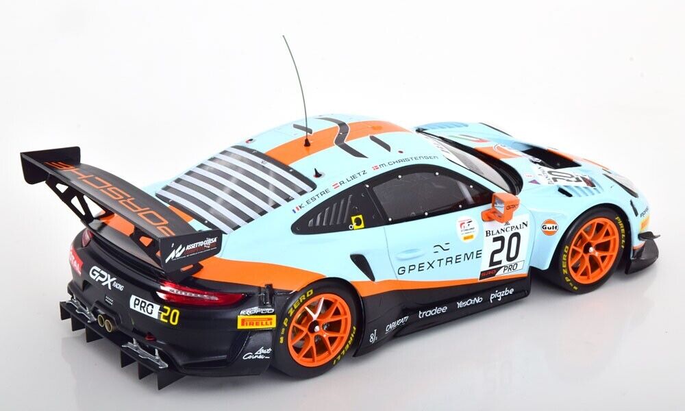 1/18 Scale IXO 911 GT3 RSR 991 24h of Spa 2019 #20 Gulf Livery Diecast Model Car