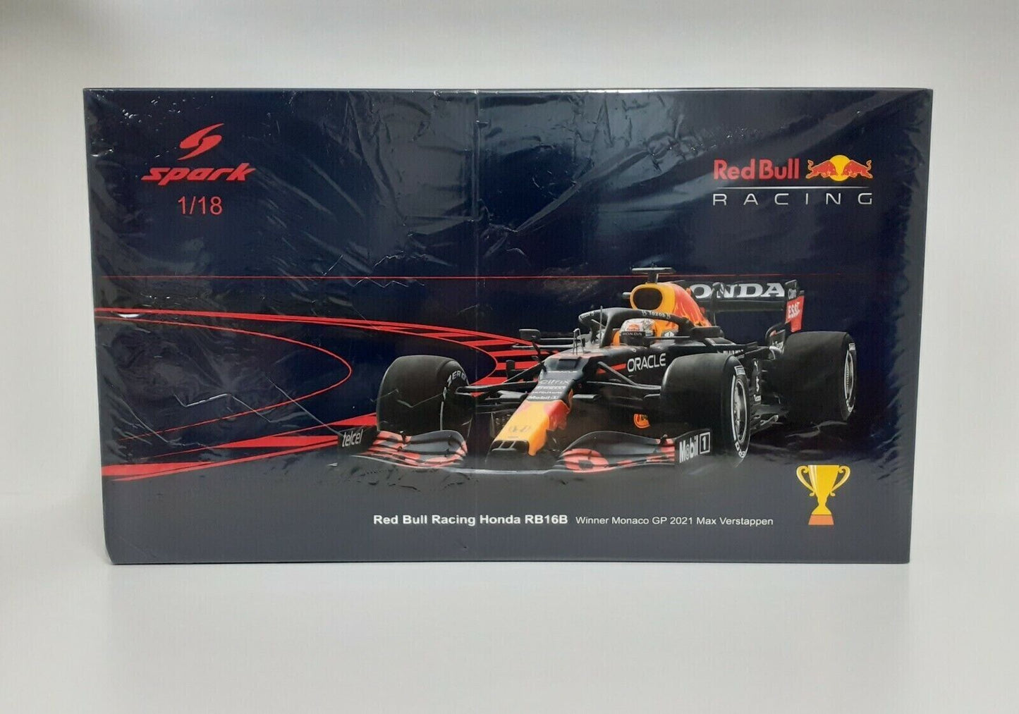 1/18 Spark 2021 Red Bull Racing RB16B #33 Max Verstappen Winner Monaco