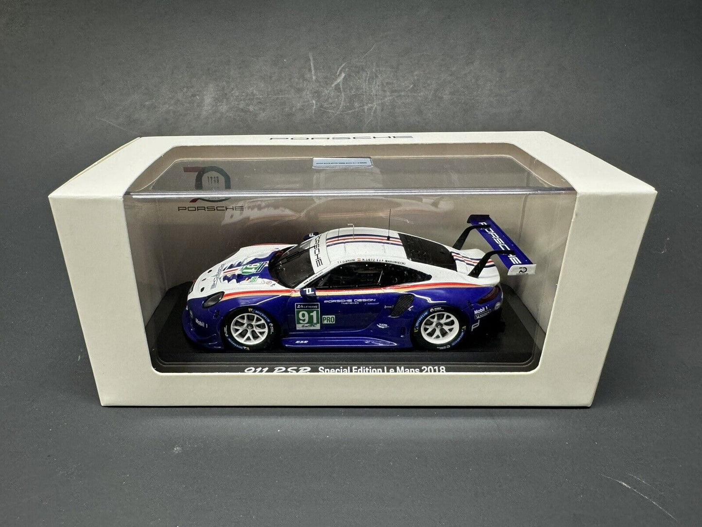 Porsche 911 RSR Le Mans 2018  2nd  Rothmans 70th Anniversary Spark 1/43 Model