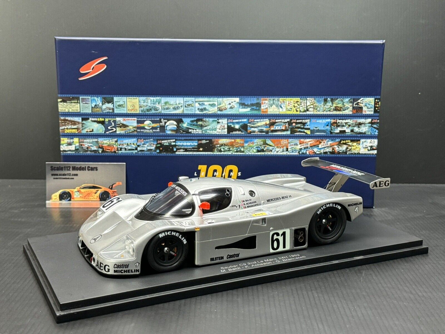 1/18 Spark Sauber Mercedes-Benz C9 #61 1989 LeMans 24hr  W/ Display Case