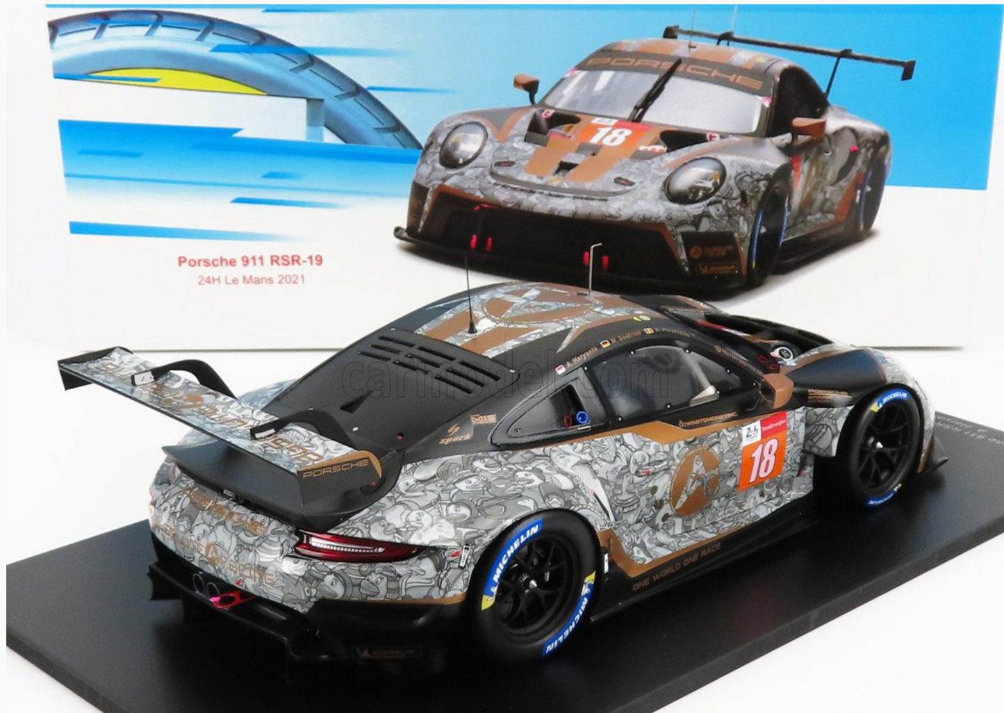 1/18 SCALE SPARK PORSCHE 911 RSR-19 #18 PROTON RACING LMGTE AM 2021 24H LE MANS