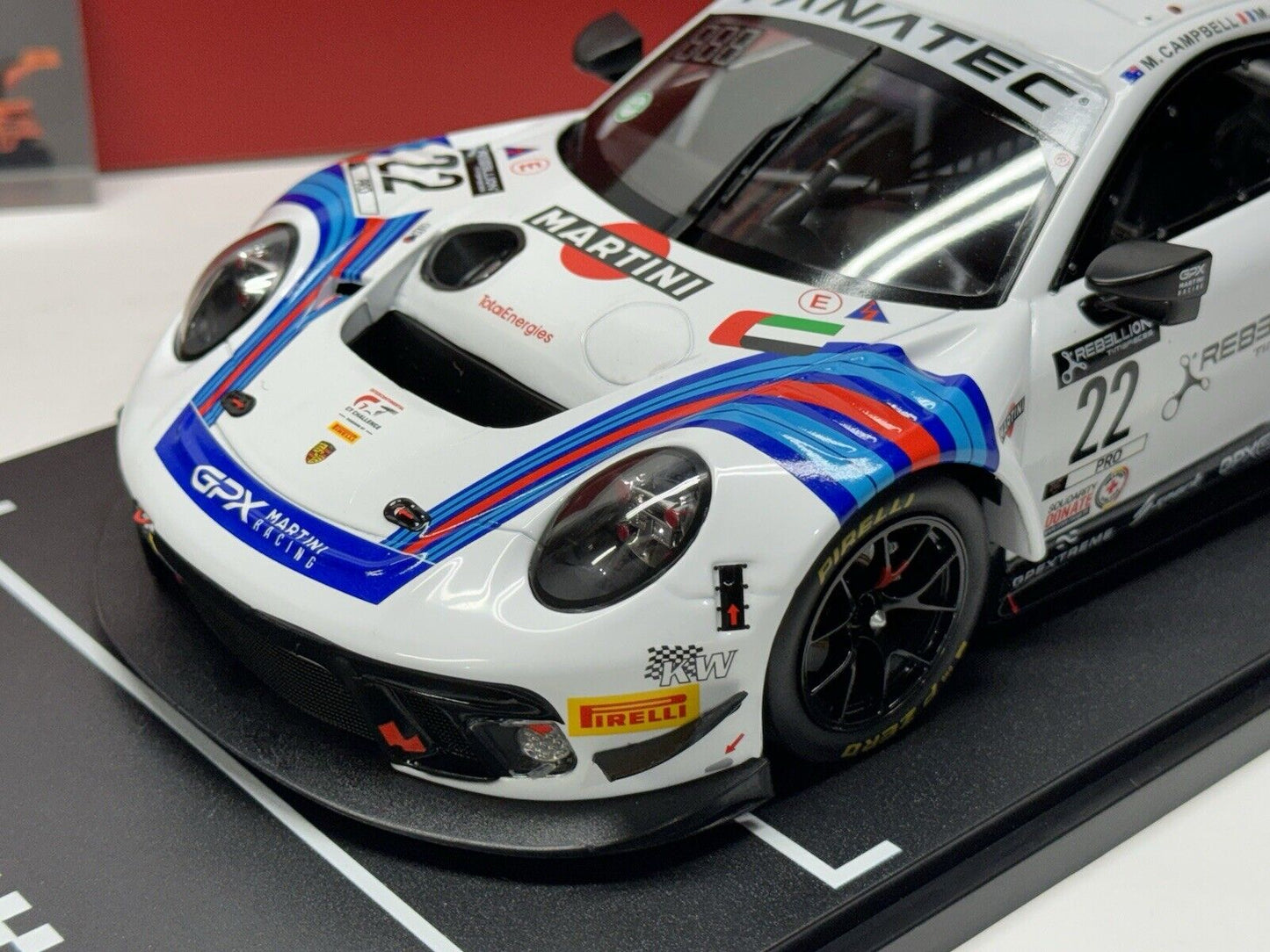 1/18 Scale IXO Porsche 911 GT3 R 24h Spa 2021 Martini Racing GPX Diecast Model