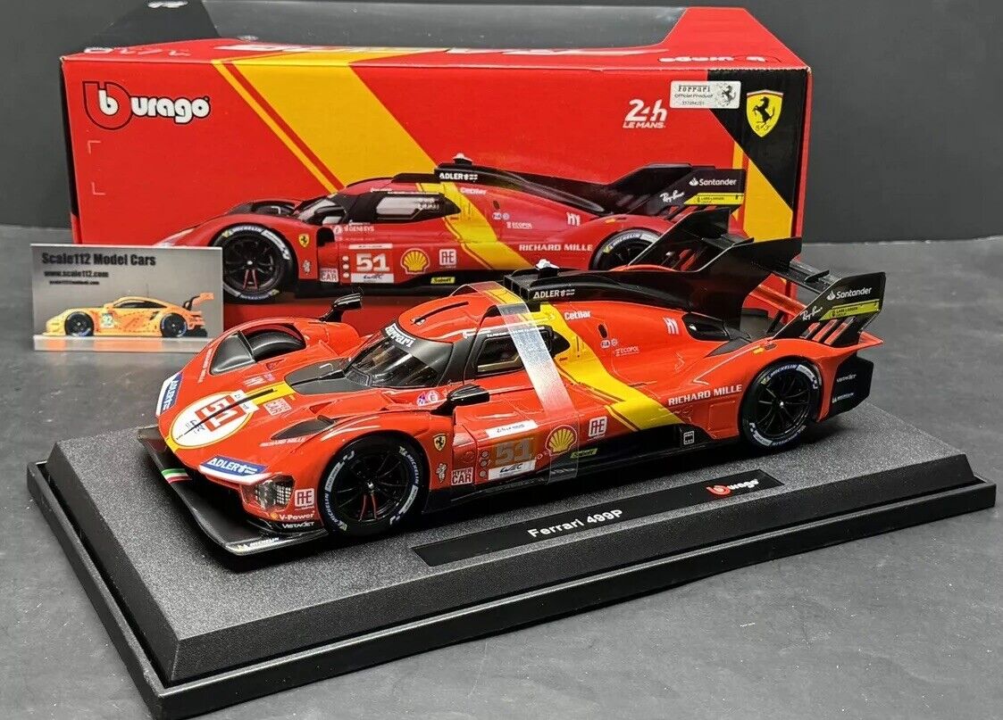 Ferrari 499P #51 Le Mans Winner 2023  1/18 Scale Diecast Model Car by Bburago