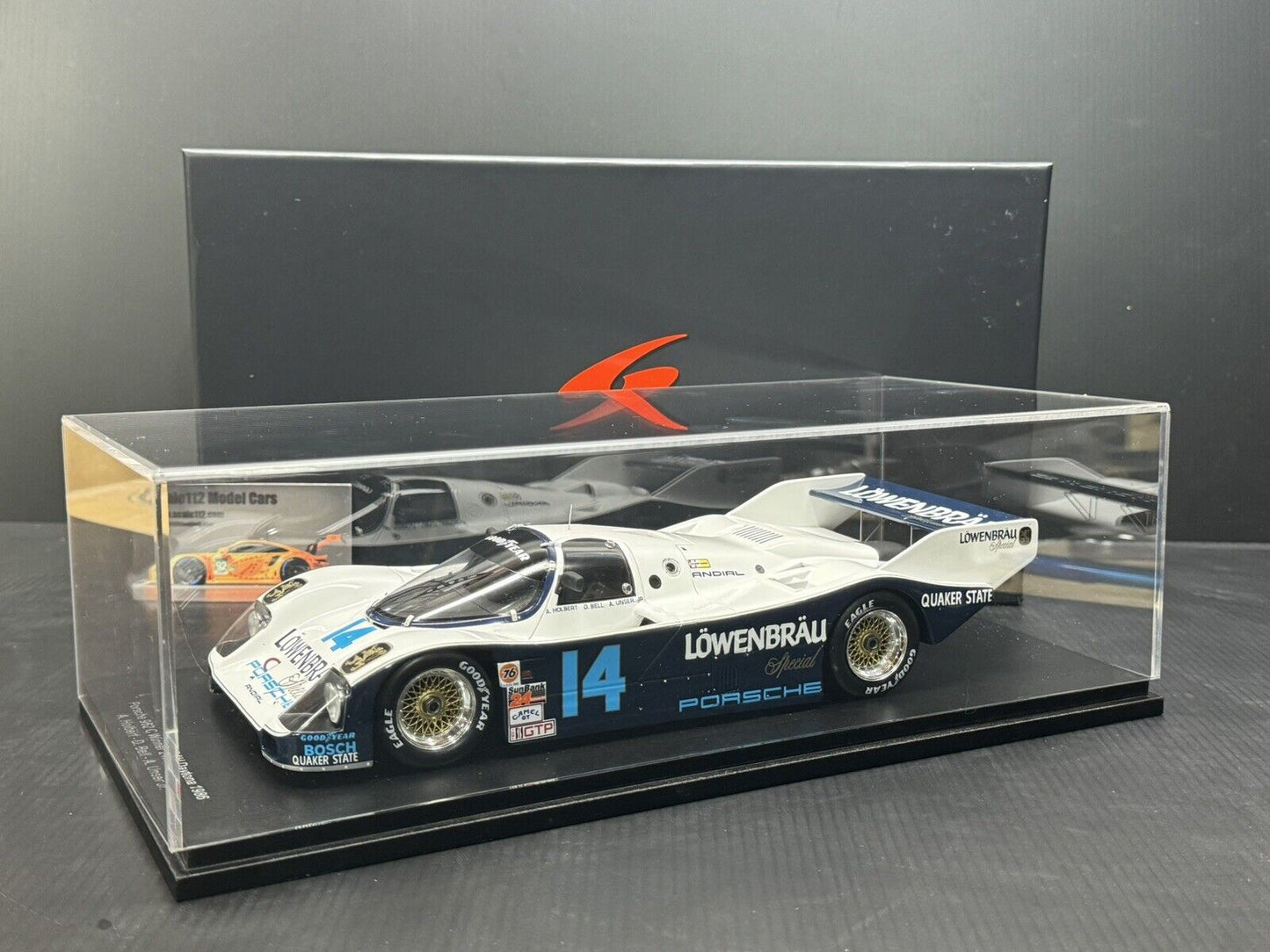 1/18 Spark Porsche 962 C #14 24h Daytona Lowenbrau IMSA w/ Display Case