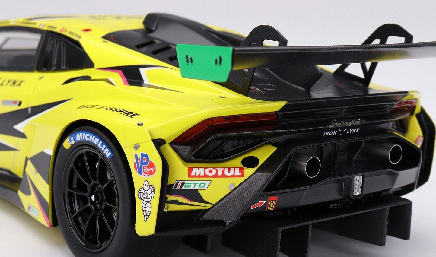 1/18 SCALE TOP SPEED IRON LYNX LAMBORGHINI HURACAN GT3 EVO2 #19 24H DAYTONA 2023