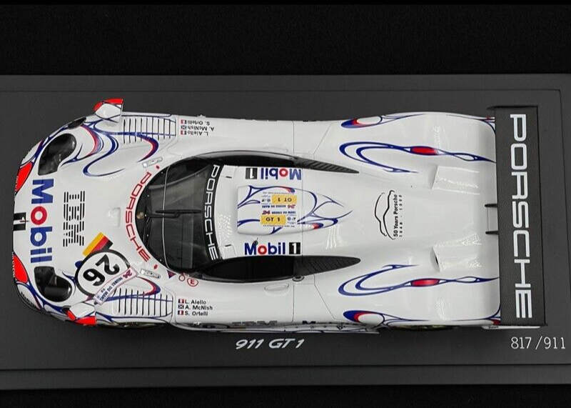 Porsche GT1 #26 Winner 24h LeMans w/ Display Case Ltd. to 911 1/18 Scale Spark