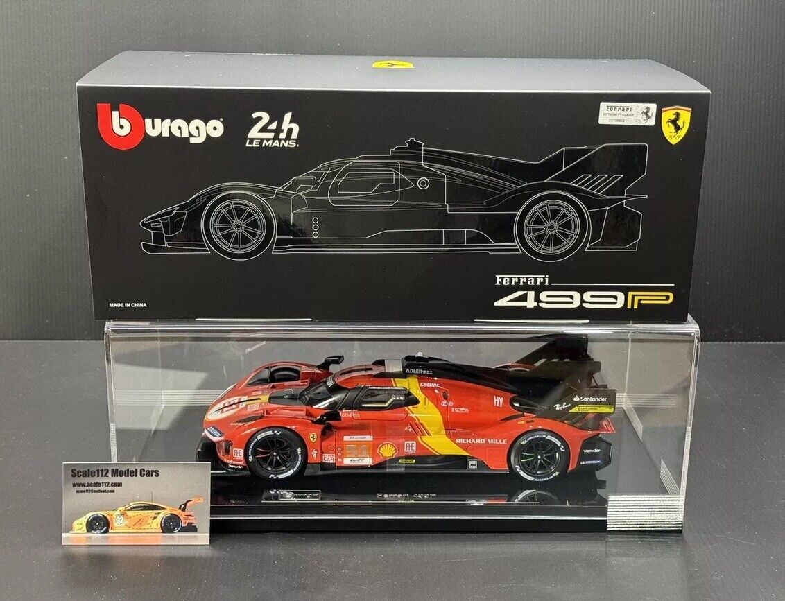 Ferrari 499P #51 Le Mans Winner 2023  1/18 Scale Model w/ Display Case Bburago