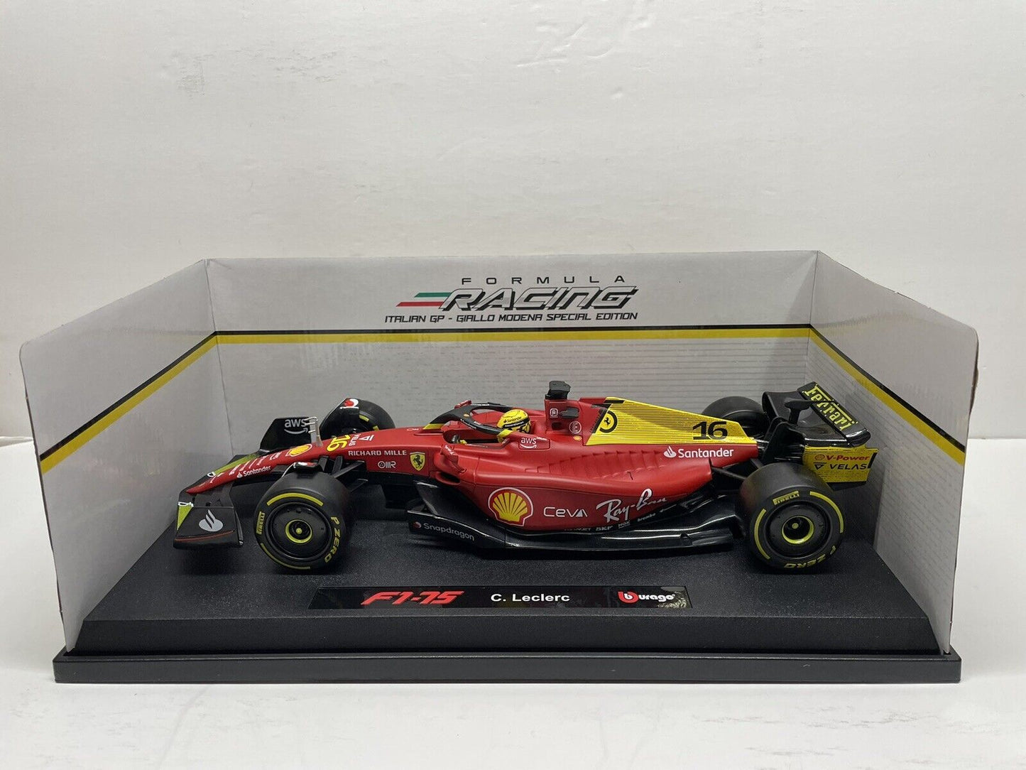 2022 Ferrari F1-75 Italian GP Charles Leclerc Model Car 1/18 Scale Bburago