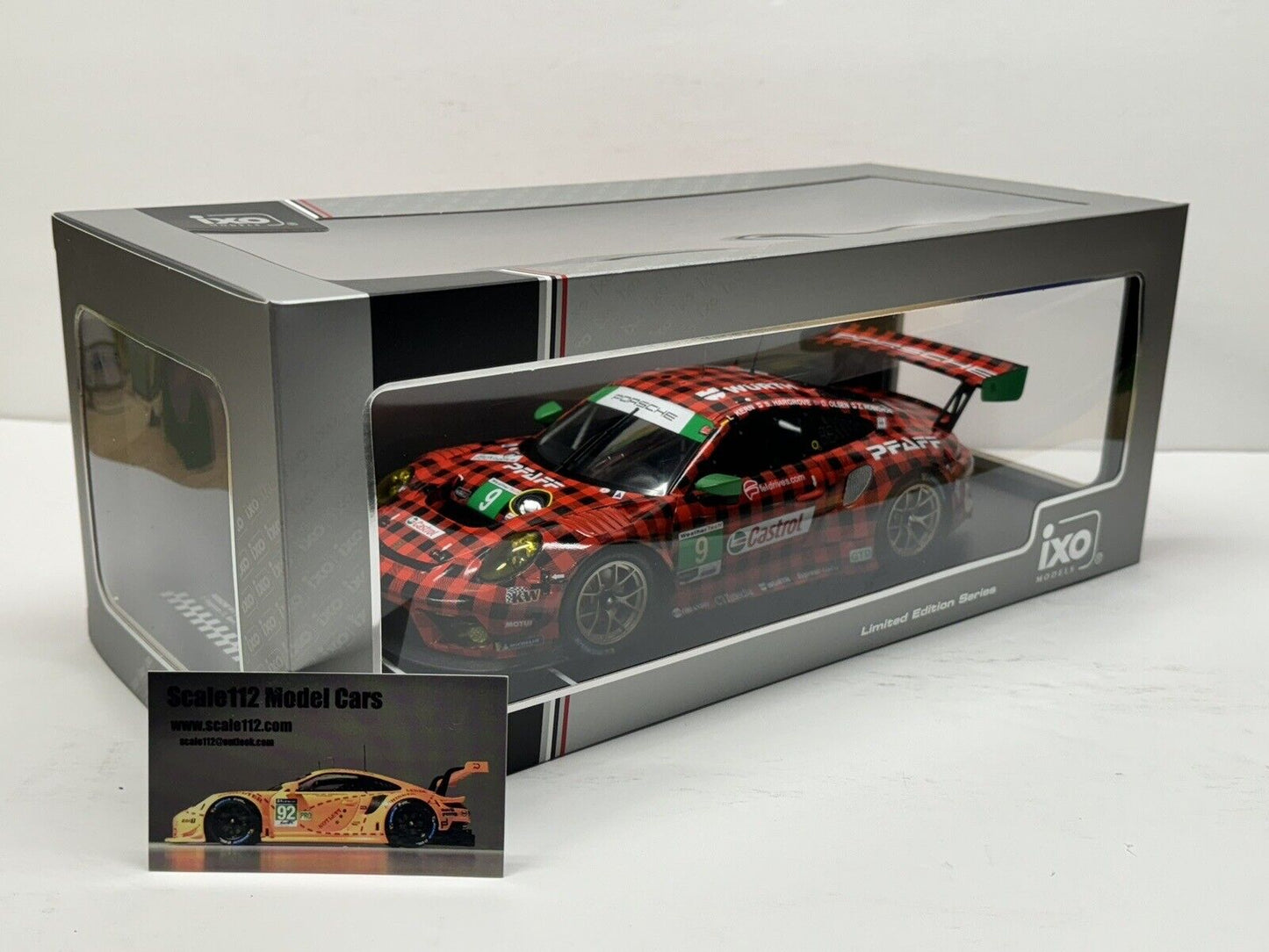 1/18 Scale IXO Porsche GT3 R #9 GTD 24h Daytona 2019 Pfaff Motorsports