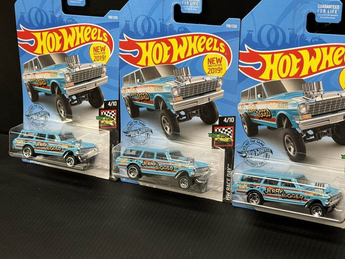 Hot Wheels  - Blue '64 NOVA WAGON GASSER - JERRY RIGGED - Lot Of 3