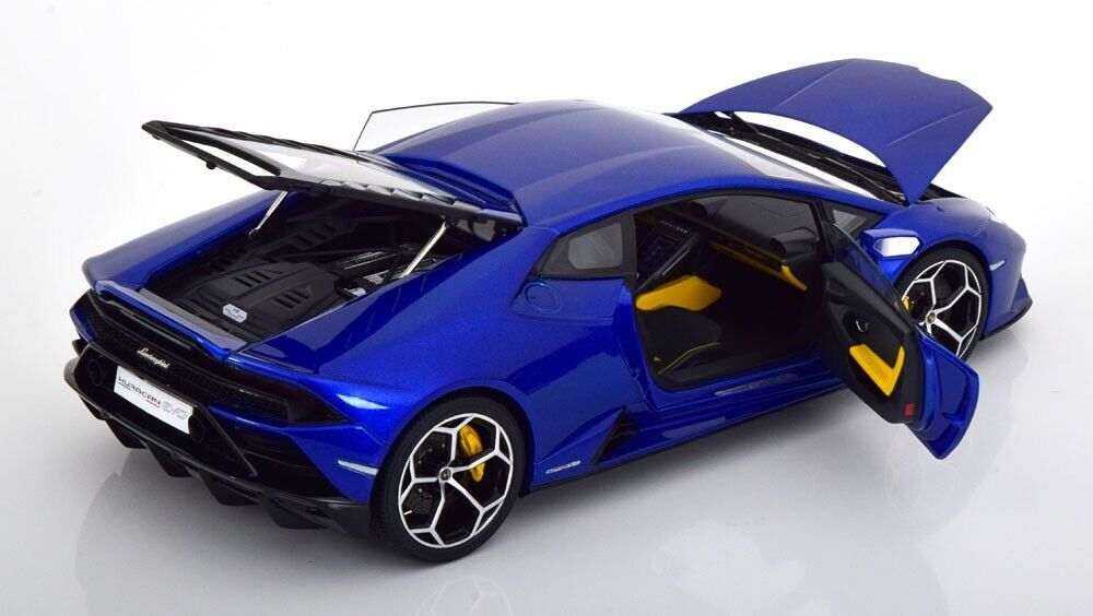 1/18 SCALE  LAMBORGHINI HURACAN EVO LU NETHUNS BLUE MODEL CAR BY AUTOART