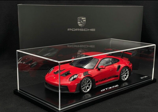 Porsche 911 992 GT3 RS Guards Red w/ Display Case  - 1/18 Spark - Dealer Edition