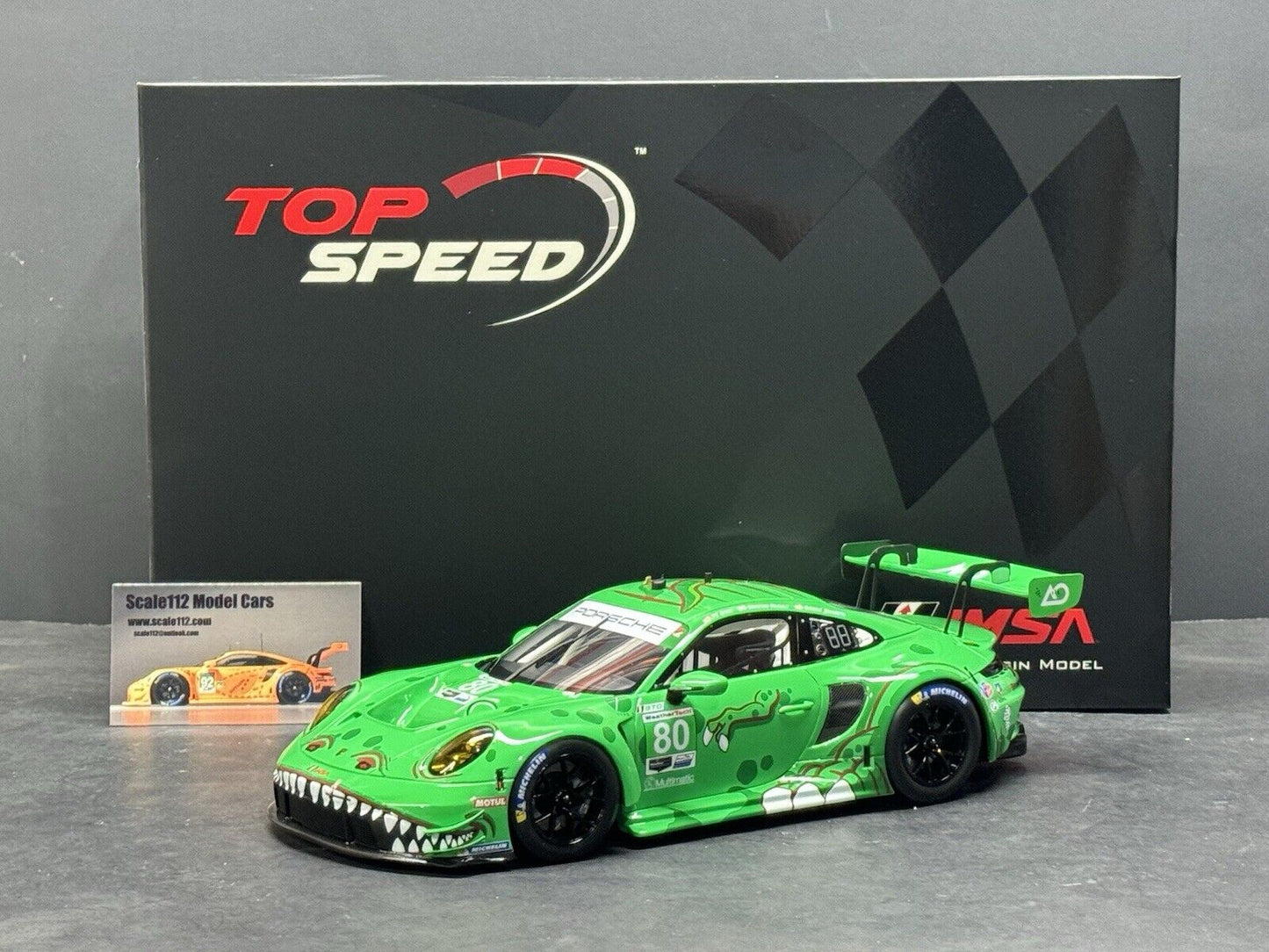 Porsche GT3 R AO Racing Rexy #80 GTD 2023 12h Sebring 1/18 Scale by Top Speed