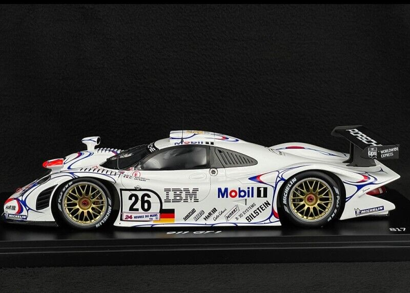 Porsche GT1 #26 Winner 24h LeMans w/ Display Case Ltd. to 911 1/18 Scale Spark