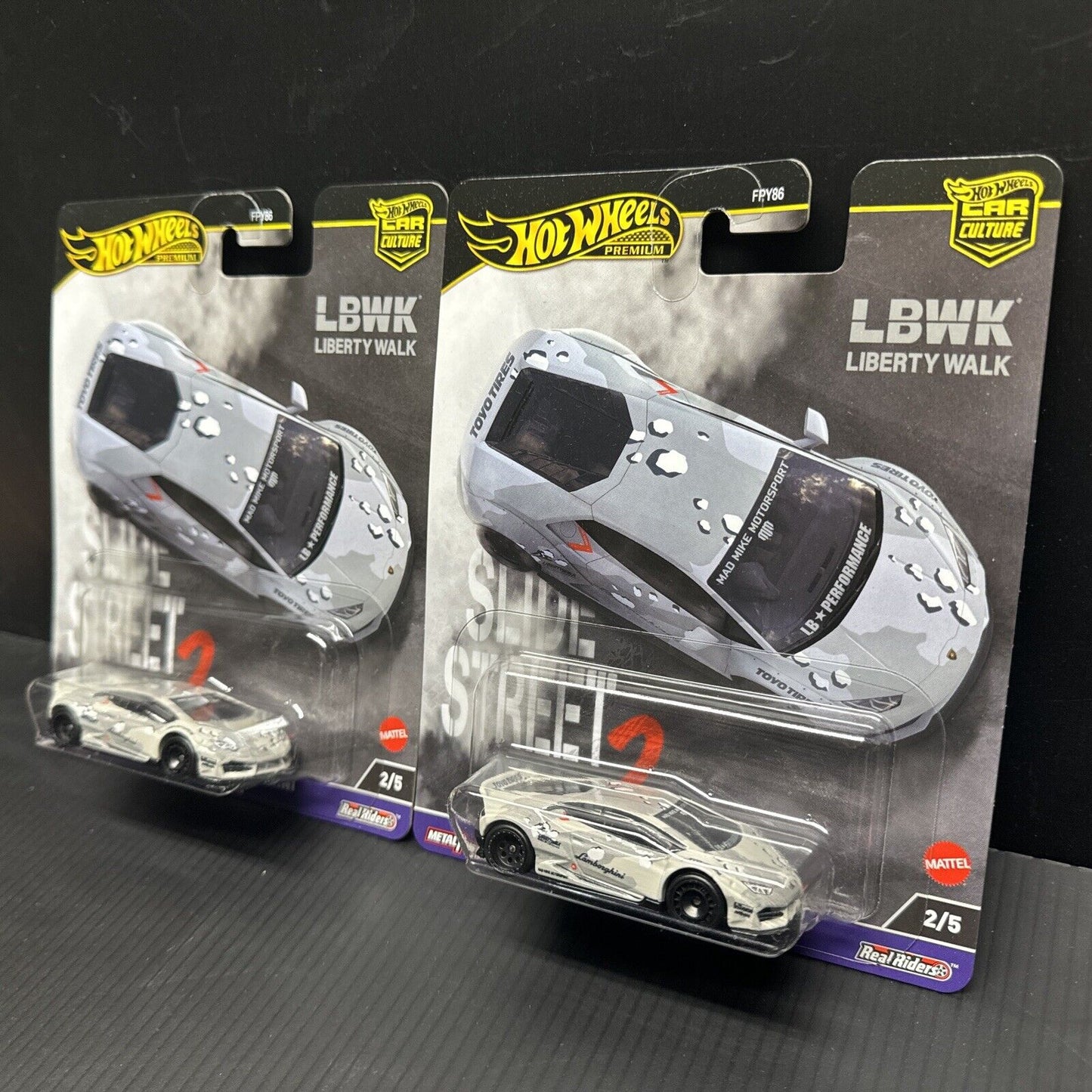 Hot Wheels LB-Works Lamborghini Huracan Slide Street 2 Car Culture Lot Of 2