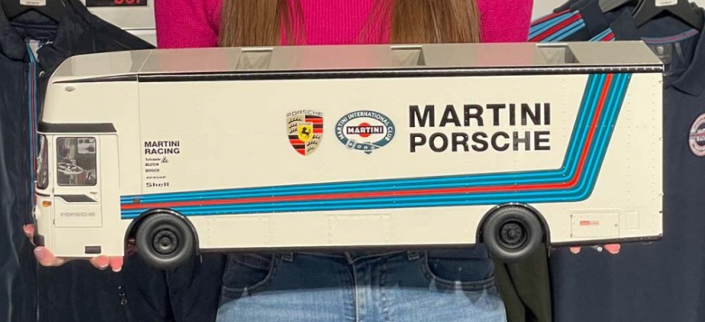 Mercedes-Benz 0 317 Martini Porsche Transporter 1/18 Scale Diecast Model Schuco