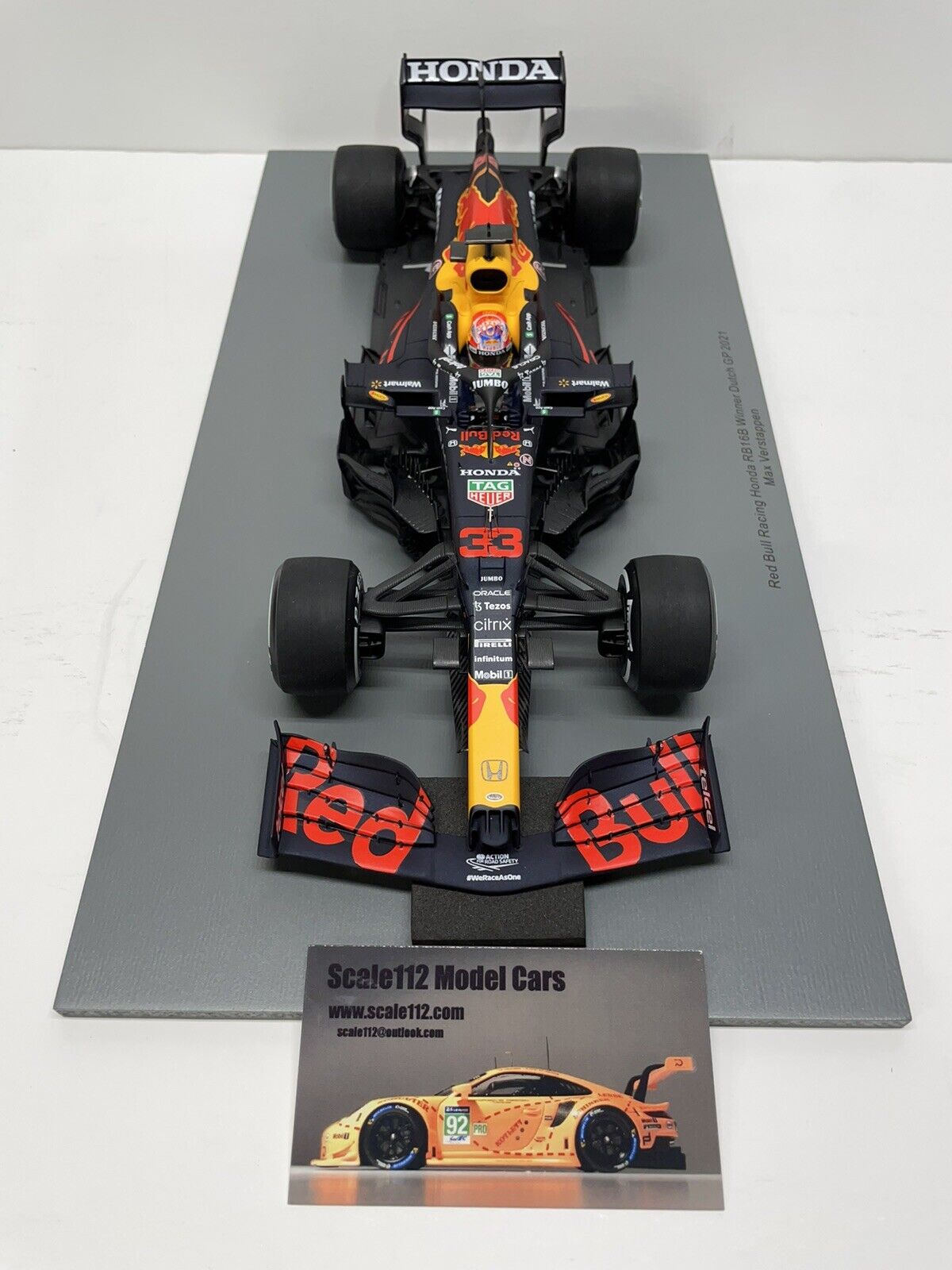 1/18 Scale Spark Red Bull Honda RB16B  Max Verstappen 2021 Dutch GP Winner