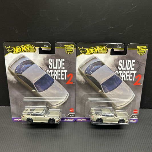 2024 Hot Wheels Premium Pop Culture Street Slide 2 Nissan 240SX S14 Lot Of 2