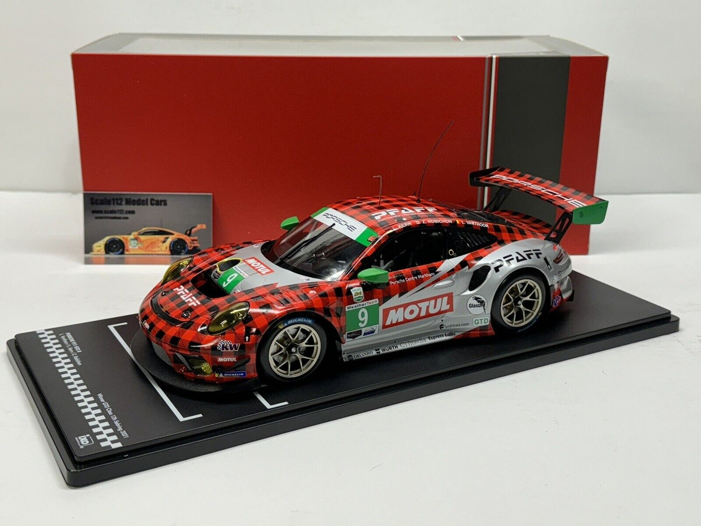 1/18 Scale IXO Porsche GT3 R #9 Winner GTD 24h Sebring 2021 Pfaff Motorsports