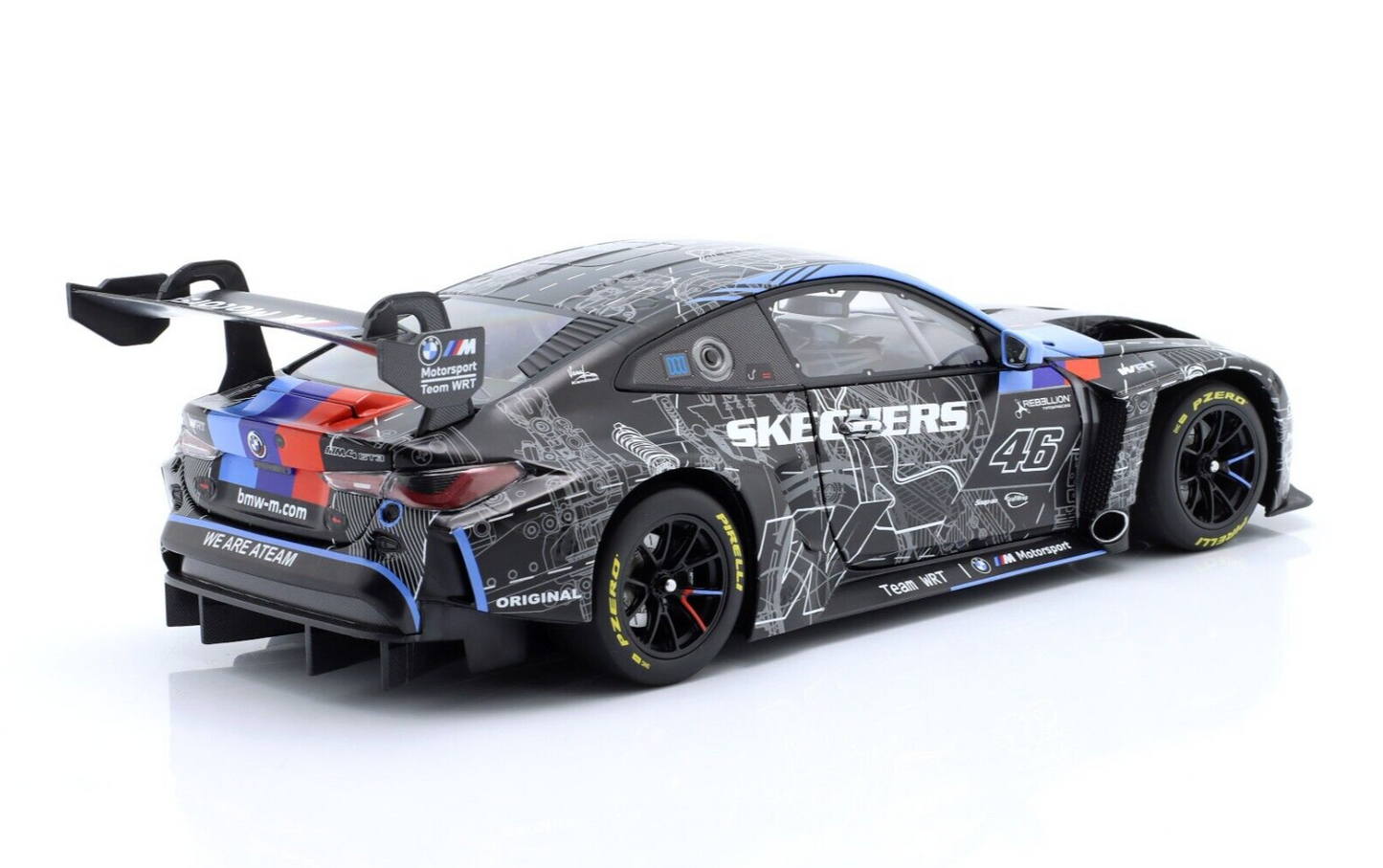 BMW M4 GT3 WRT  TEST CAR - VALENTINO ROSSI - MINICHAMPS 1/18 - BOX SET