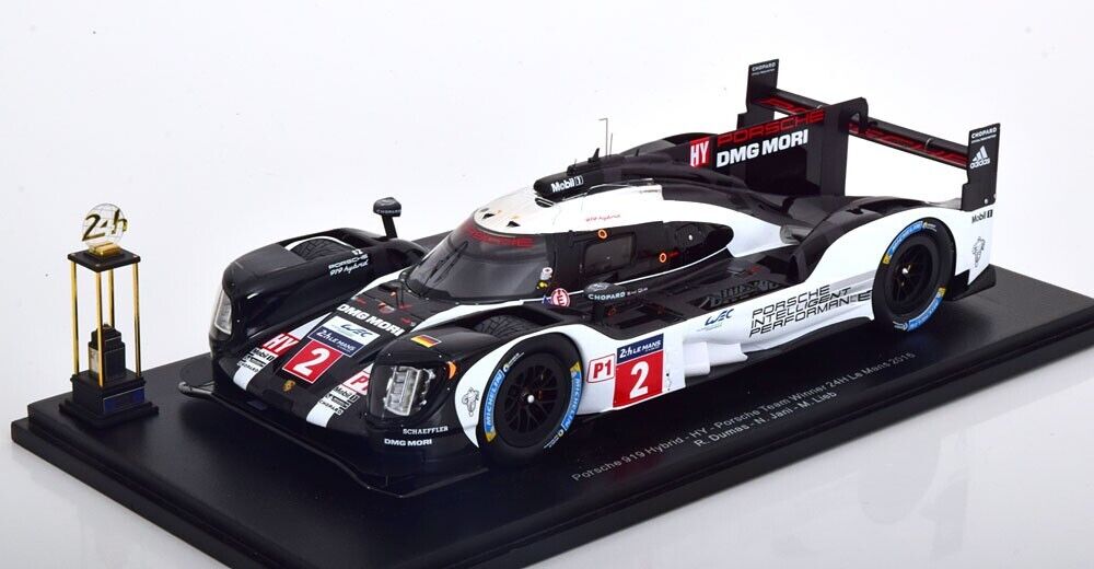 Porsche 919 Hybrid #2 Winner Le Mans 2016 Dumas Jani w/ Display Case 1/18 Spark