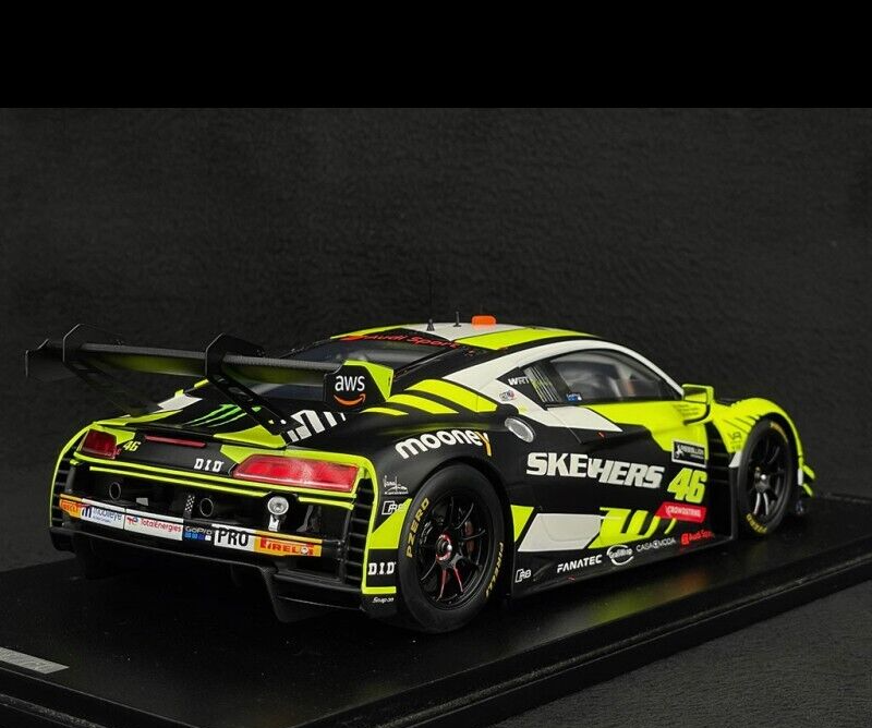 AUDI R8 LMS GT3 -  SPA 2022 - WRT -   1/18 SCALE SPARK MODEL CAR W/ DISPLAY CASE