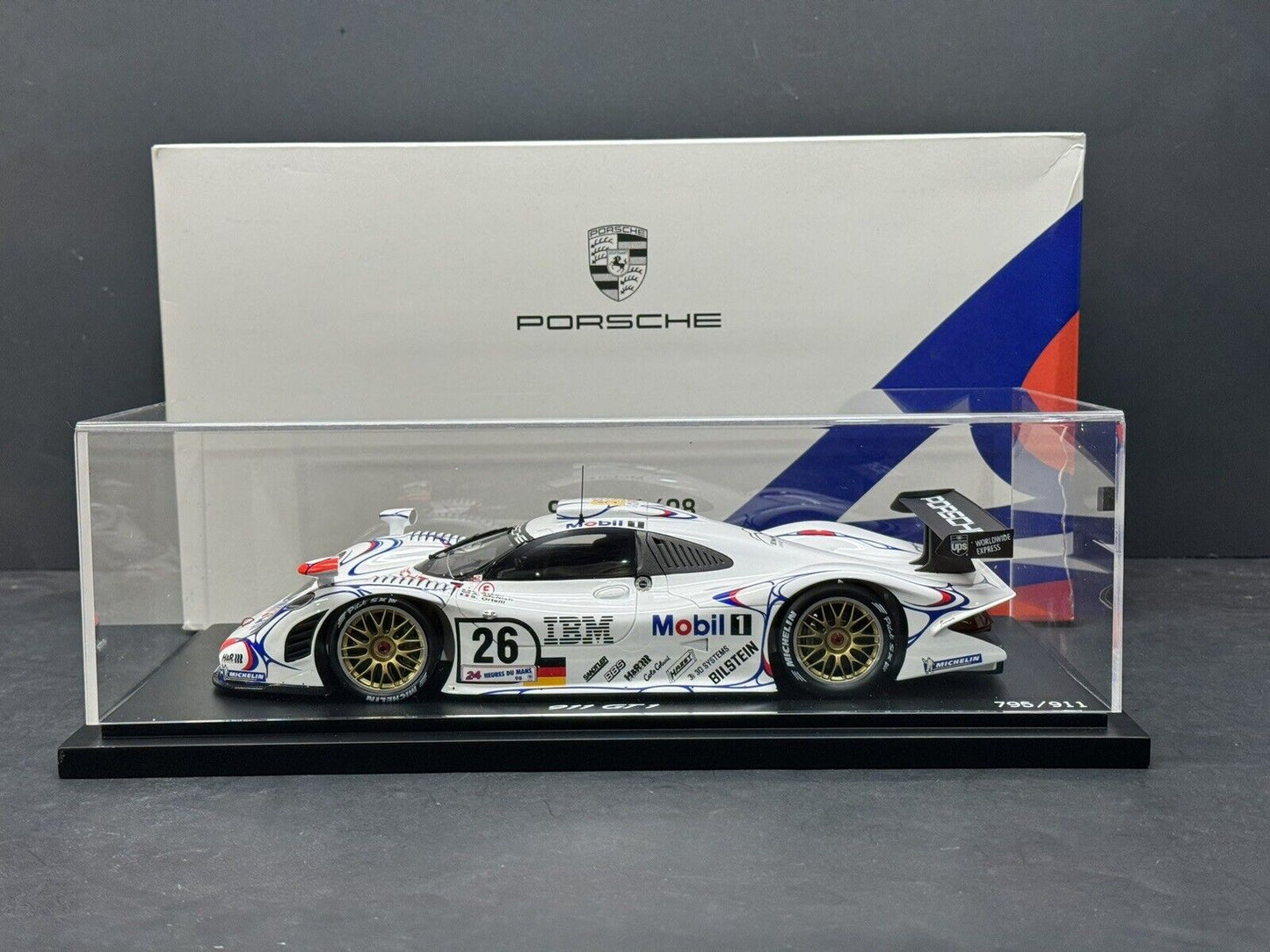 Spark Porsche GT1 #26 Winner 24h LeMans w/ Display Case Ltd. to 911 1/18 Scale