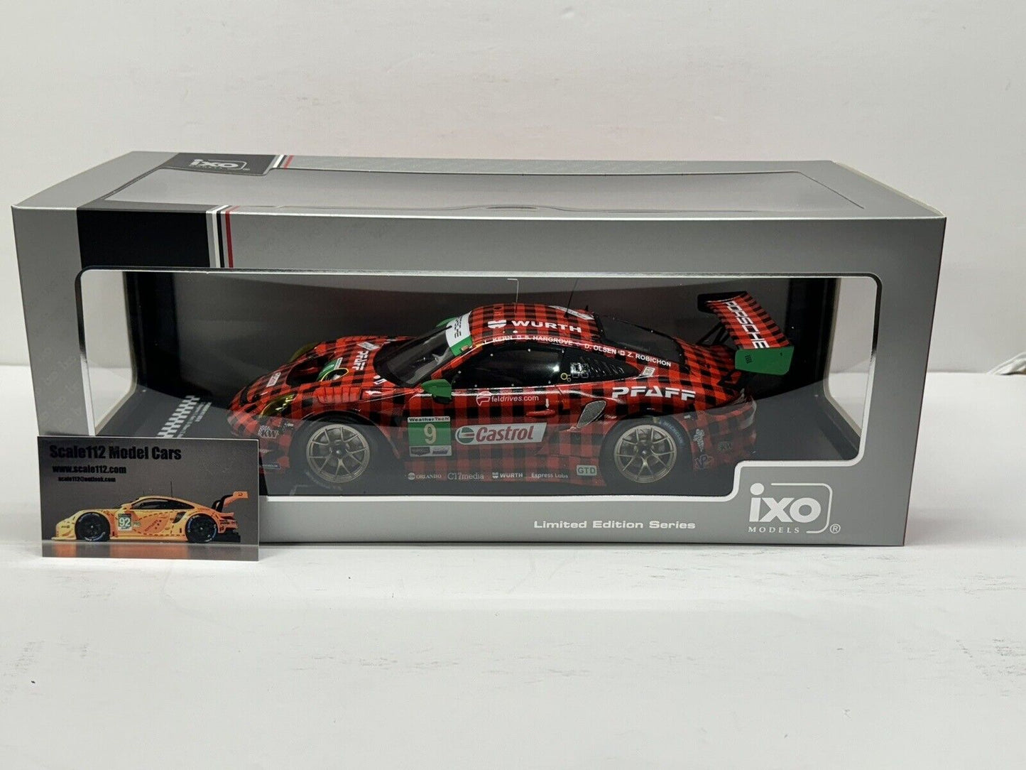 1/18 Scale IXO Porsche GT3 R #9 GTD 24h Daytona 2019 Pfaff Motorsports