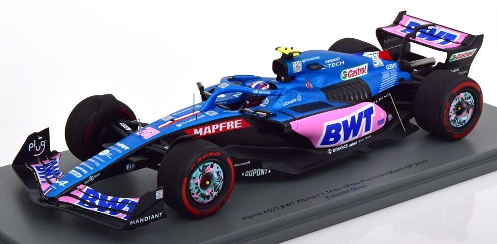 Alpine A522 #31 Esteban Ocon 2022 F1 Miami GP w/ Display Case 1/18 Spark