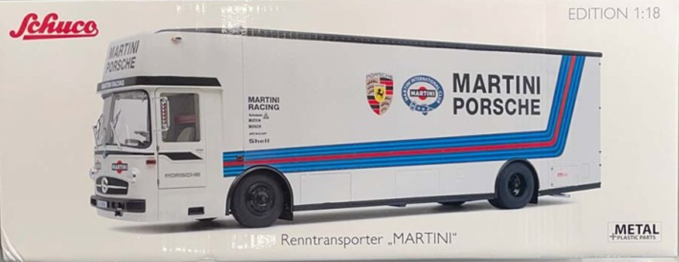 Mercedes-Benz 0 317 Martini Porsche Transporter 1/18 Scale Diecast Model Schuco