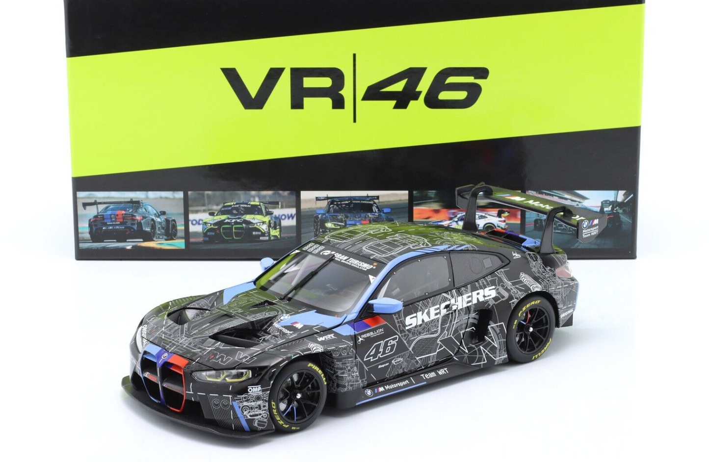 BMW M4 GT3 WRT  TEST CAR - VALENTINO ROSSI - MINICHAMPS 1/18 - BOX SET