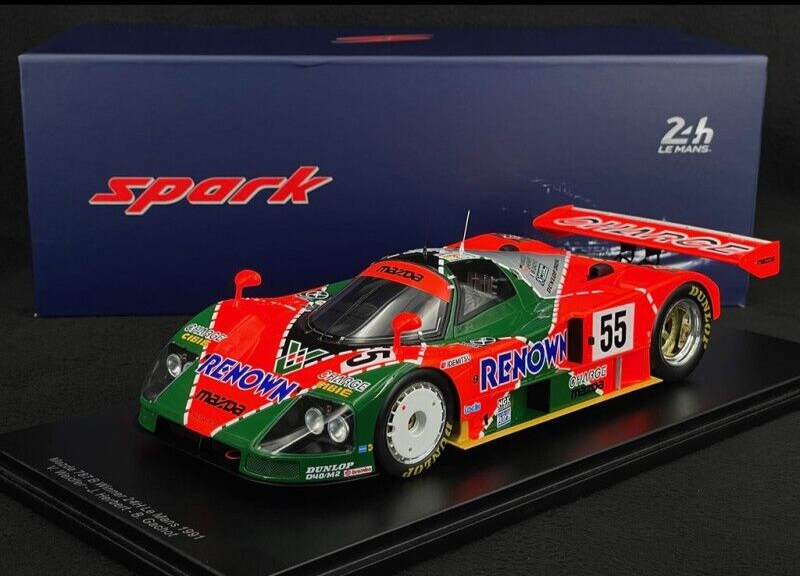 1991 Mazda 787b 24h Le Mans Winner 1/18 Scale Model Car w/ Display Case by Spark