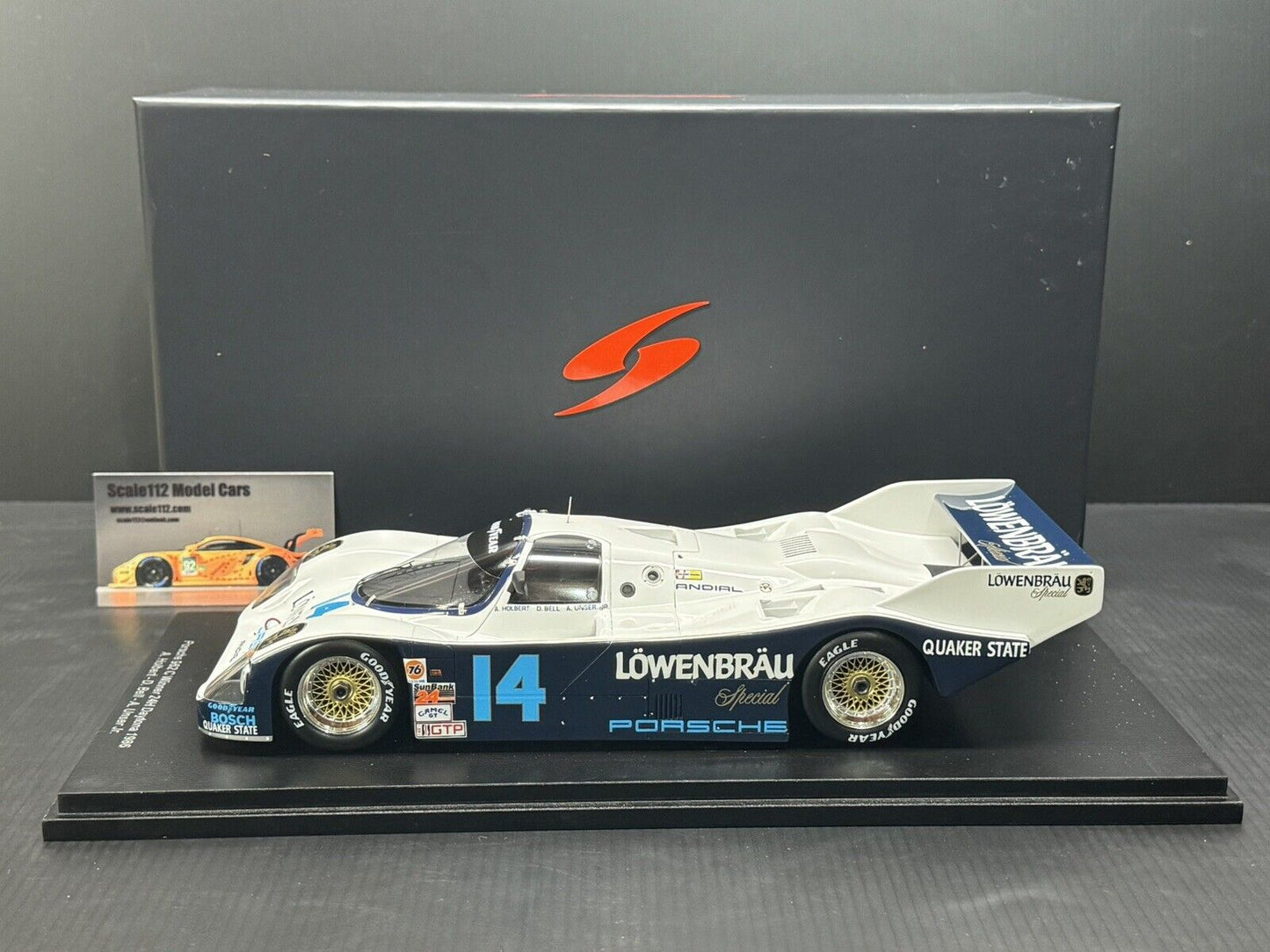 1/18 Spark Porsche 962 C #14 24h Daytona Lowenbrau IMSA w/ Display Case