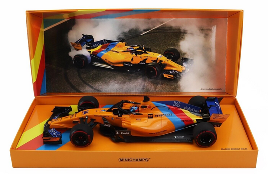 McLaren F1 MCL33 Fernando Alonso Abu Dhabi 2018 Ltd. Ed. Box Set 1/18 Minichamps