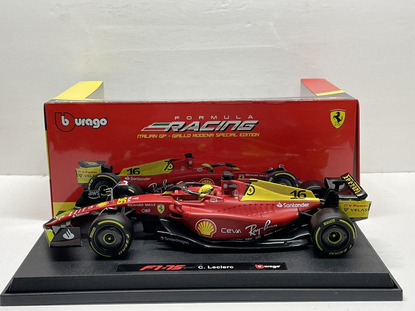 2022 Ferrari F1-75 Italian GP Charles Leclerc Model Car 1/18 Scale Bburago