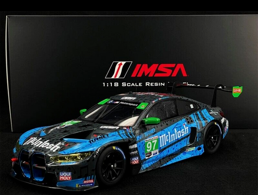 1/18 SCALE BMW M4 GT3 #97 2ND IMSA LAGUNA SECA 2023 TOP SPEED MODEL CAR