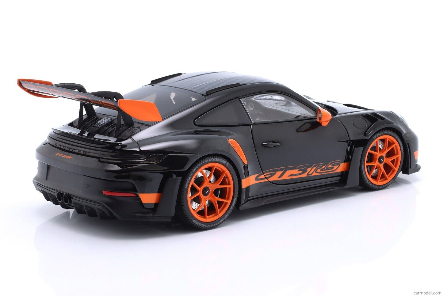 Porsche 911 992 GT3 RS Black/Orange 1/18 Scale Diecast Model Car by MiniChamps