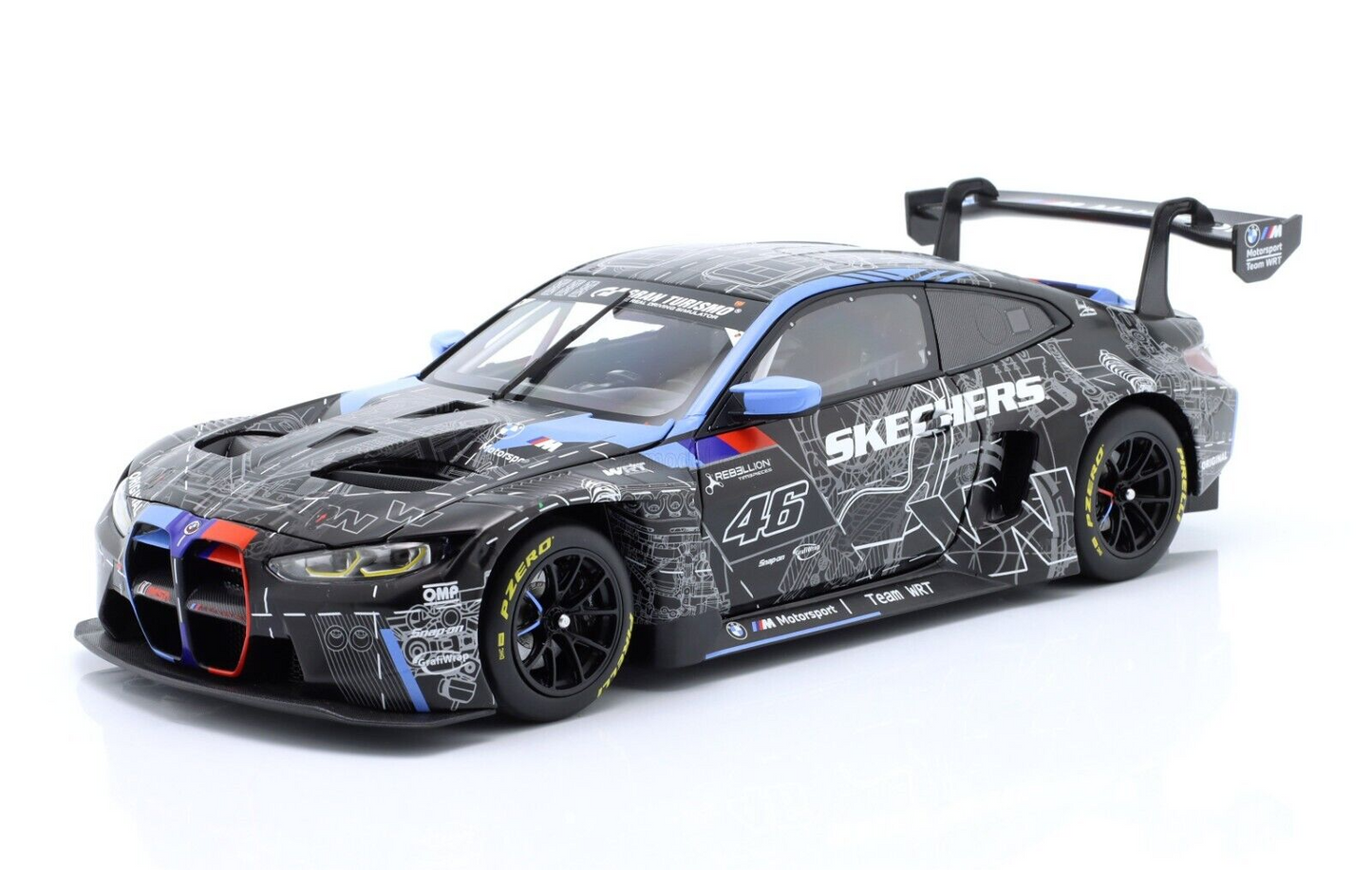 BMW M4 GT3 WRT  TEST CAR - VALENTINO ROSSI - MINICHAMPS 1/18 - BOX SET