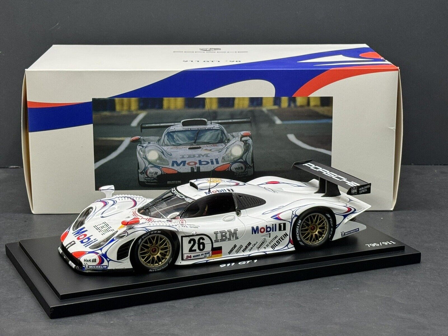 Spark Porsche GT1 #26 Winner 24h LeMans w/ Display Case Ltd. to 911 1/18 Scale