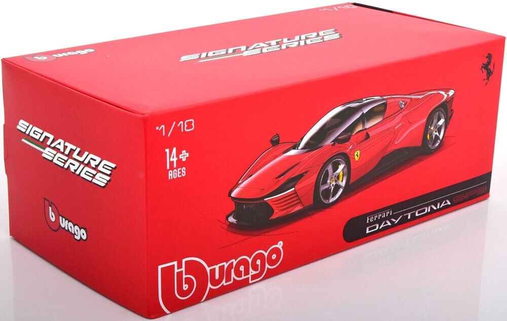 Ferrari Daytona SP3 Closed Roof Rosso Corsa Bburago 1/18 Diecast Model Car