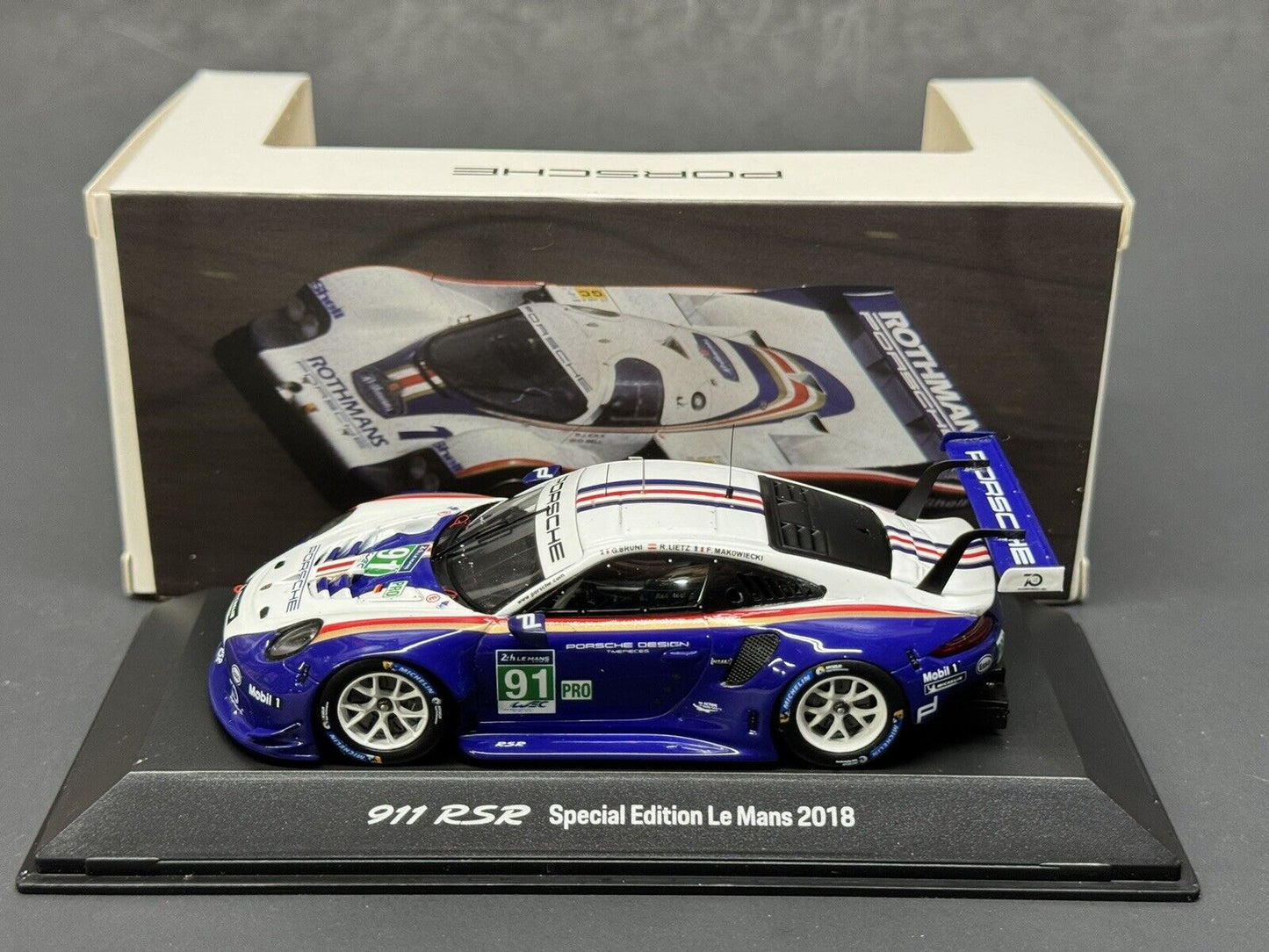 Porsche 911 RSR Le Mans 2018  2nd  Rothmans 70th Anniversary Spark 1/43 Model