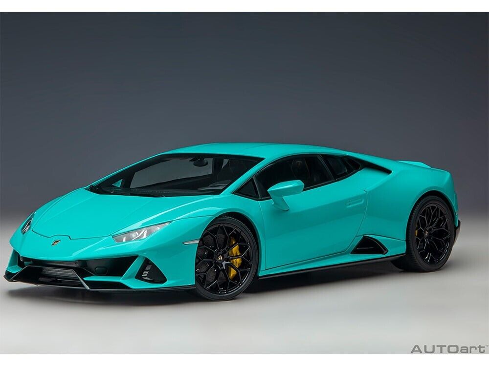 1/18 SCALE  LAMBORGHINI HURACAN EVO BLU GLAUCO BLUE MODEL CAR BY AUTOART