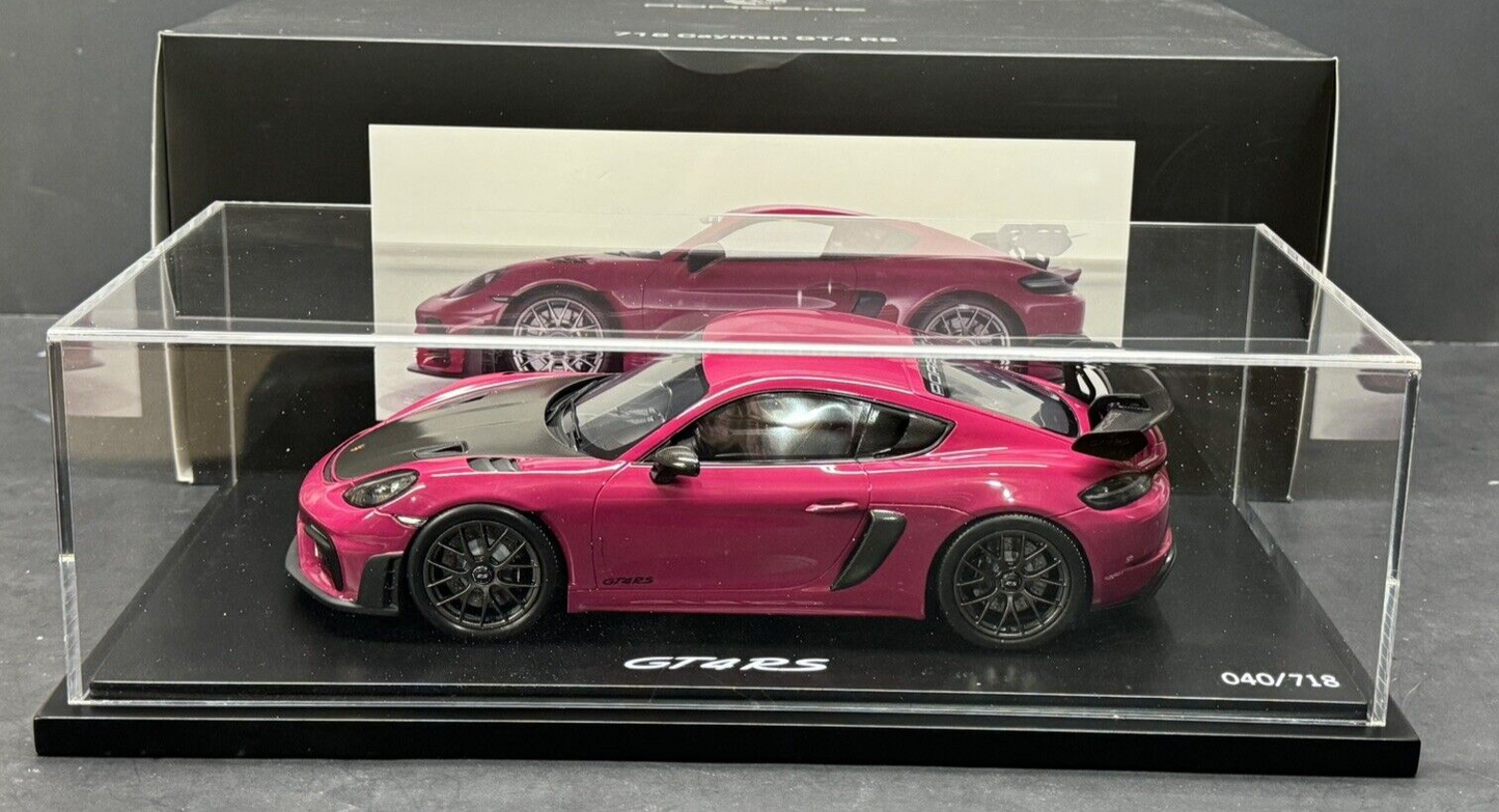 Porsche 718 GT4 RS Rubystone Red (982) w/ Display Case 1/18 Spark Dealer Edition