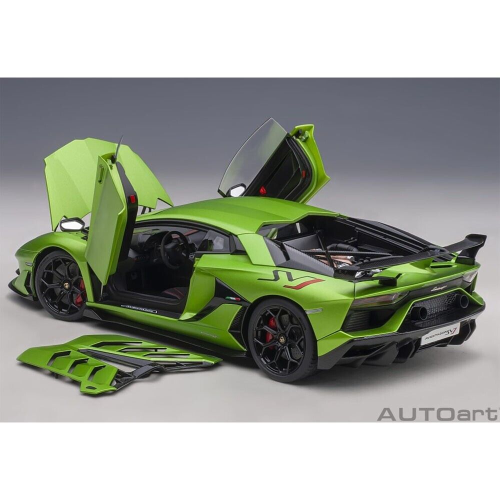 1/18 Lamborghini Aventador SVJ Verde Alceo / Matt Green Model Car By Autoart