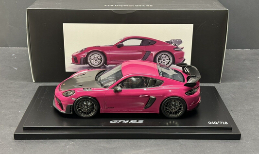 Porsche 718 GT4 RS Rubystone Red (982) w/ Display Case 1/18 Spark Dealer Edition