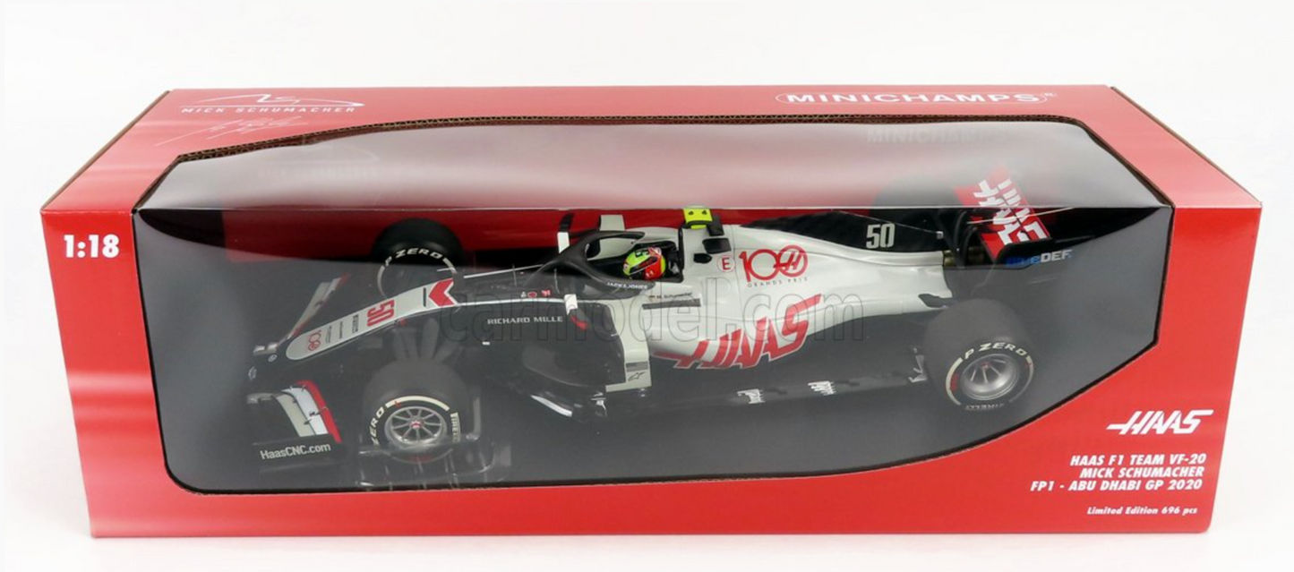 1/18 Scale Minichamps HAAS F1 TEAM VF 20 GP Abu Dhabi 2020 Mick Schumacher #50