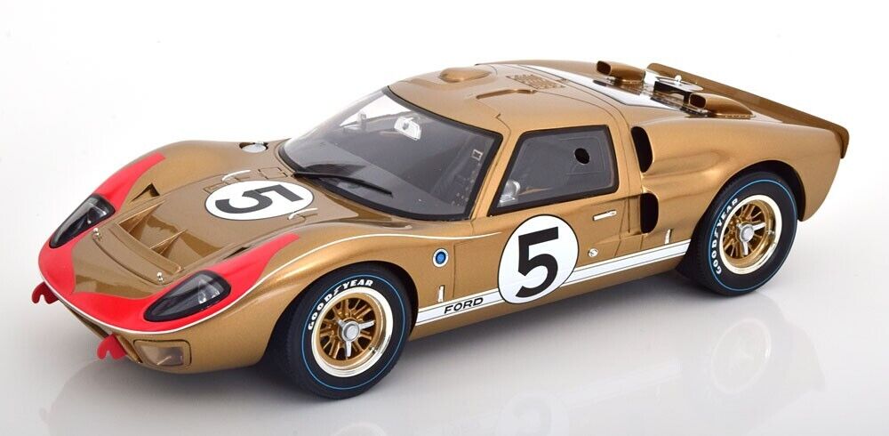 FORD GT40 MK2 #5 GOLD 1966 LeMANS 1/12 Scale Model Car by CMR