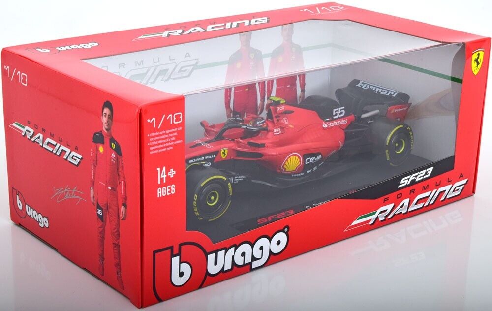 2023 Ferrari SF23 SF-23 Carlos Sainz 1/18 Scale Diecast Model Car By Bburago