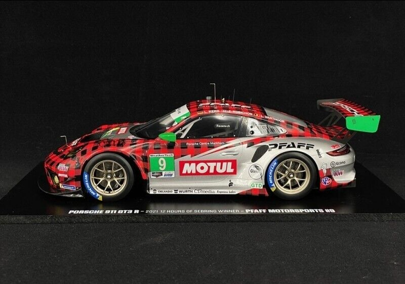 1/18 Scale Spark Porsche GT3 R #9 Winner GTD 24h Sebring 2021 Pfaff Motorsports