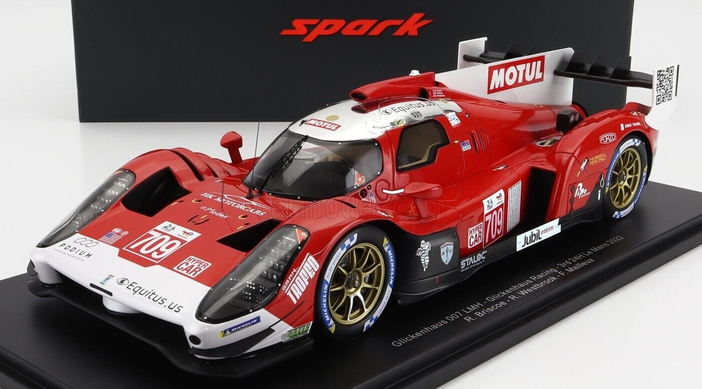 GLICKENHAUS  #709 LMH Le Mans 24hr 2022 w/ Display Case Spark 1/18 Model Car